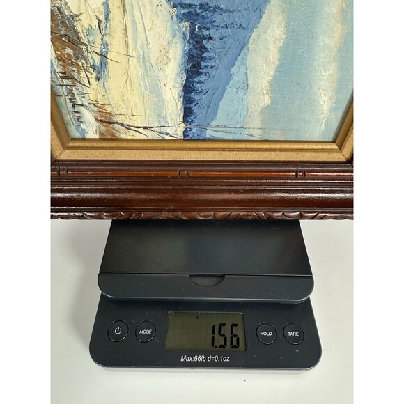 Winter Cottage Landscape‎ Scene Oil Painting In Wood Frame MCM VTG Cozy Cottage - Picture 11 of 11